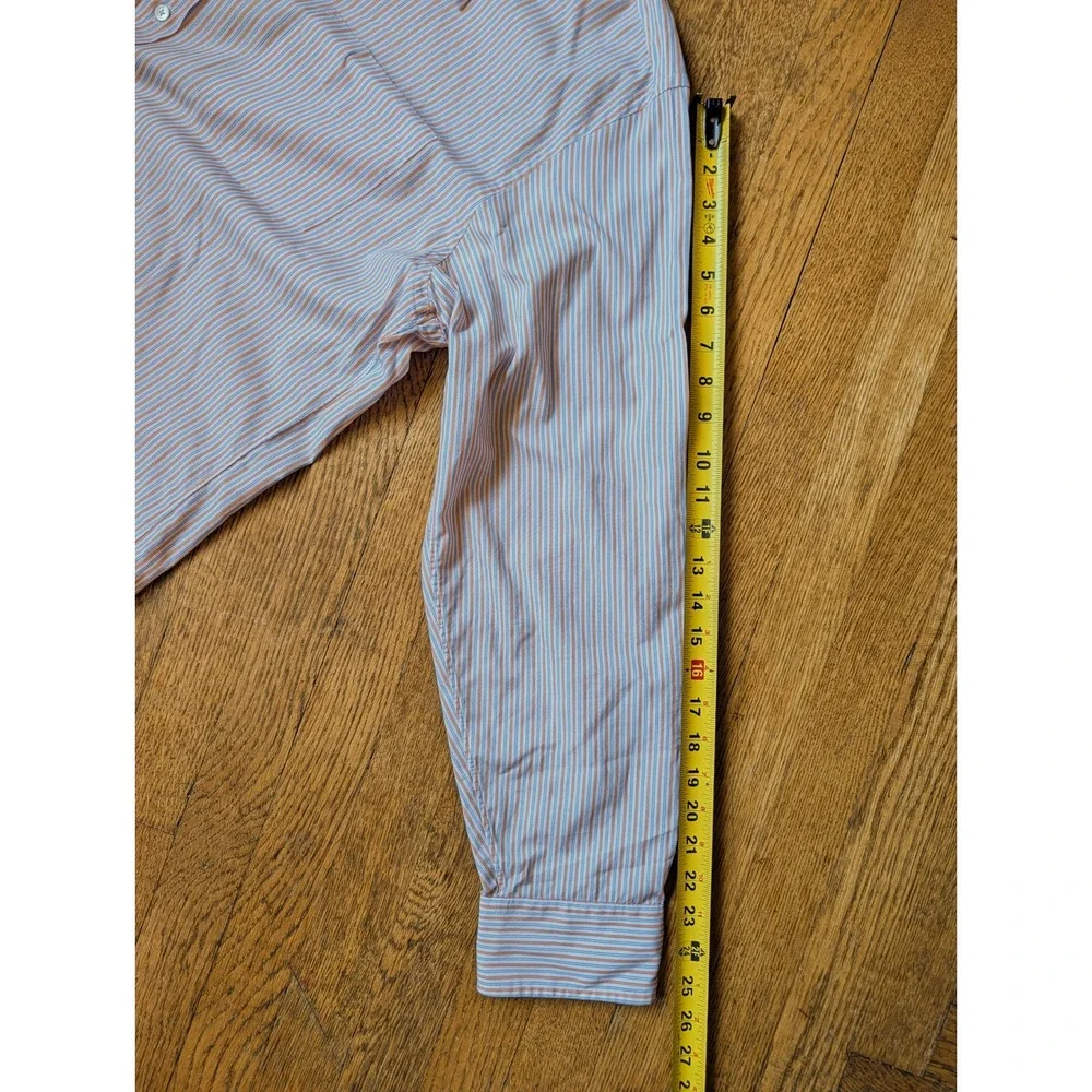 J.Crew Mens XL Orange Blue Striped Button Down Shirt 100s‎ 2-Ply Cotton 62270